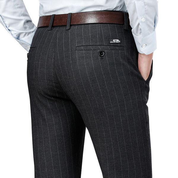 

men's pants 3 colors spring autumn casual pants fashion business stripe color brand trousers male gray black navy 221010