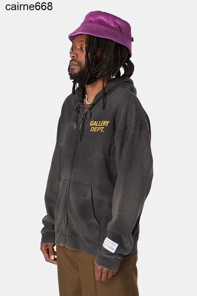 

designer men's hoodies sweatshirts galery dept zip up hoodie, Black