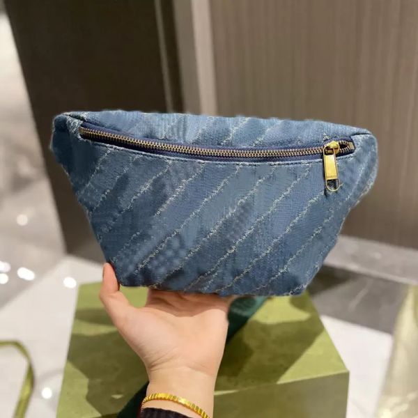

luxurys couple denim blue waist pack bag crossbody bags letters male female chest packs men women canvas pouch cross body wallet purse gyb22