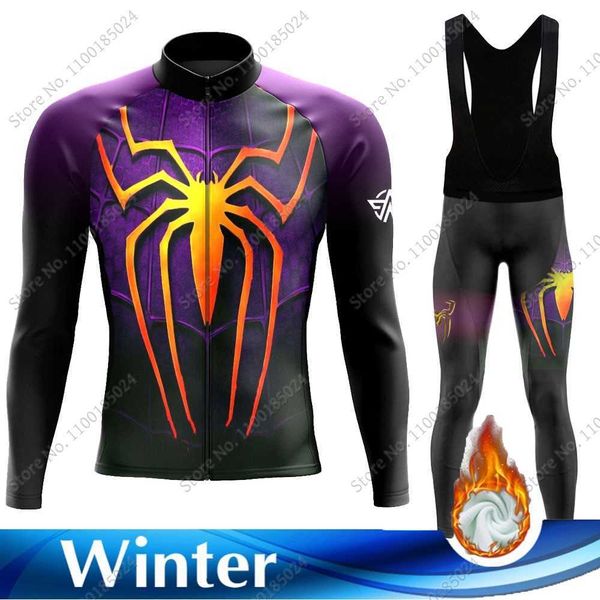 

cycling jersey sets suit 2022 spider cycling jersey set winter cartoon anime long sleeve cycling clothing mtb bike road pants bib ropa cicli, Black;red