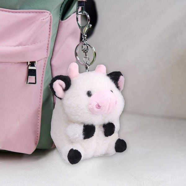 

key rings 10cm plush keychain exquisite bag decoration lovely cow plush toy ffed doll pendant children gift l221010, Slivery;golden