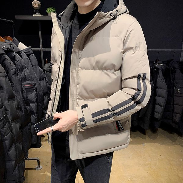 

men's jackets winter puffer jackets men harajuku casual hip hop hoodie thicken warm jacket solid color loose allmatch parker coat s5xl, Black;brown