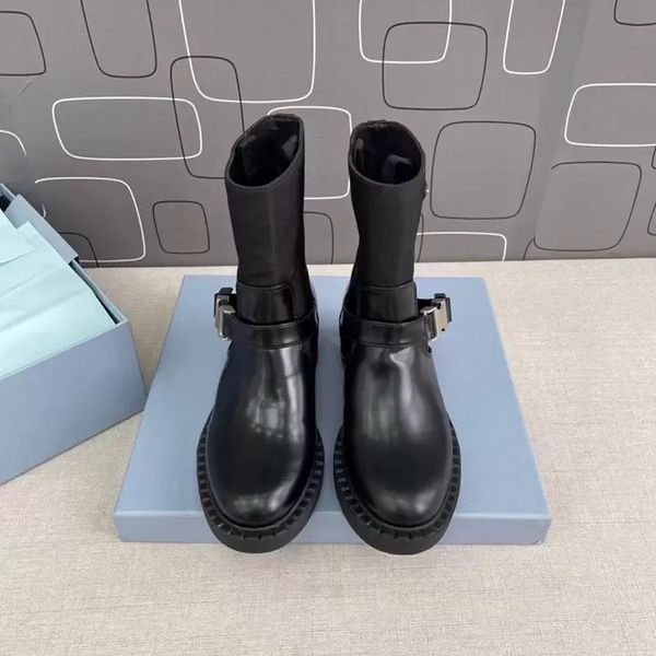 

leather shoe short boots ladies patent panel leather ankle martin rubber sole platform casual with box, Black