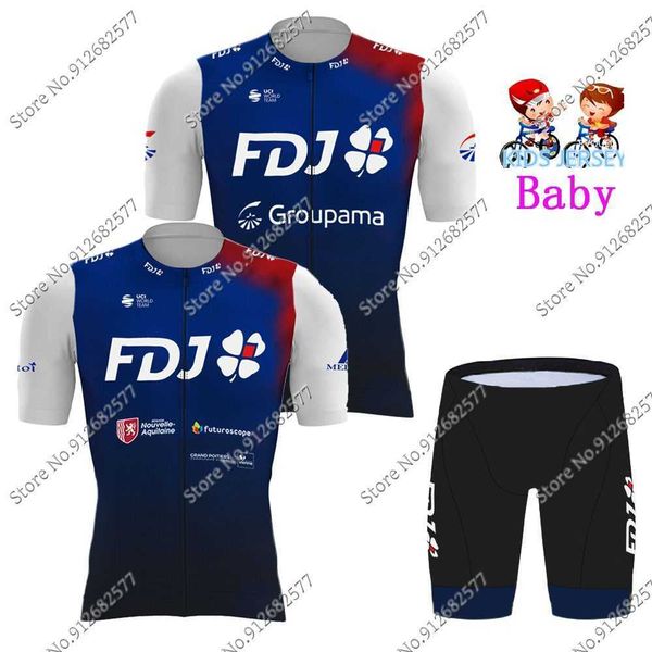 

cycling jersey sets 2022 kids fdj team cycling jersey set boy girls cycling clothing children nouvelle-aquitaine road bike shirts suit ropa, Black;red