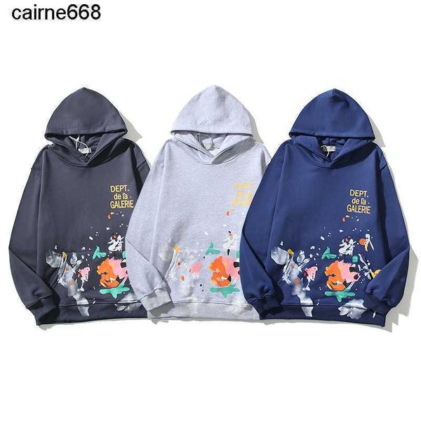 

designer men's hoodies sweatshirts galery american dept speckle hoodie sweatshirt fashion brand letter print men's women's lo, Black