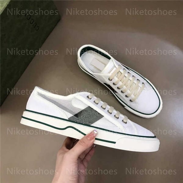 

italy designers shoes white mesh green and red web lace-up mens women shoe tennis 1977 low-sneaker