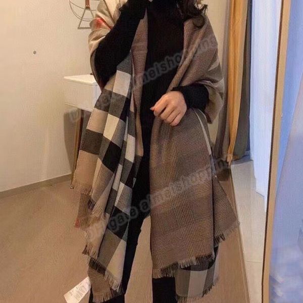 

wemon designer cashmere scarf winter women and men long scarf quality headband fashion classic printed check big plaid shawls, Blue;gray