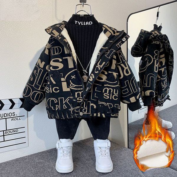 

jackets autumn winter jacket print letter kids fur coat fashion clothes for teens girls boys cardigan 4 to 12 children outwear coats 221010, Blue;gray