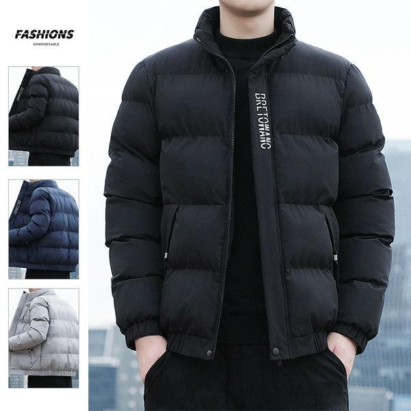 

men's jackets winter men's coat thickened warm imitation silk cotton coat men's casual stand collar trench coat fashionable d, Black;brown
