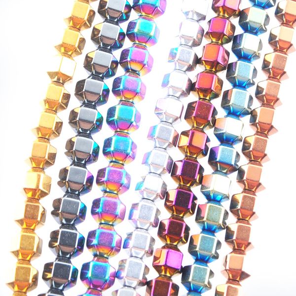 

wojiaer natural stone beads materials colorful faceted hematite spacer loose beads for jewelry making diy bracelet 4mm bl313, Black