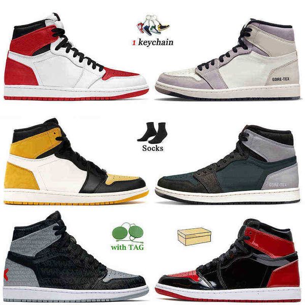 

1s high og outdoor shoes womens mens jumpman 1 heritage yellow toe rebellionaire patent bred bordeaux university blue mid t air jordon jorde, Black