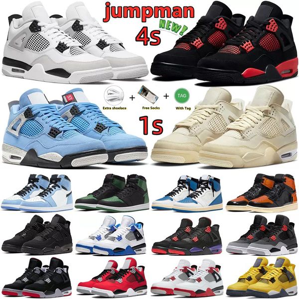 

2022 basketball shoes men women jumpman 4 4s military black cat sail thunder white oreo cactus jack university 1 1s sneakers