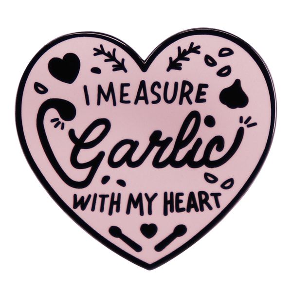 

i measure garlic with my heart enamel lapel pin food seasoning badge funny garlic lover gift brooch jewelry, Blue