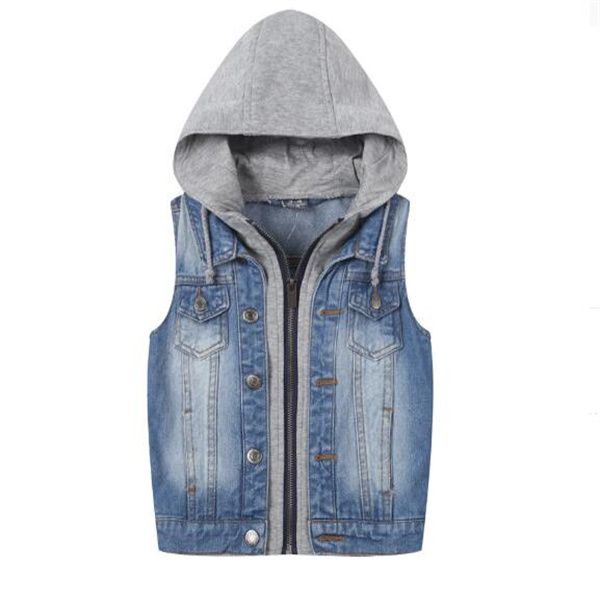 

hoodies children's denim vest autumn new children's casual hooded coat gc1696, Black