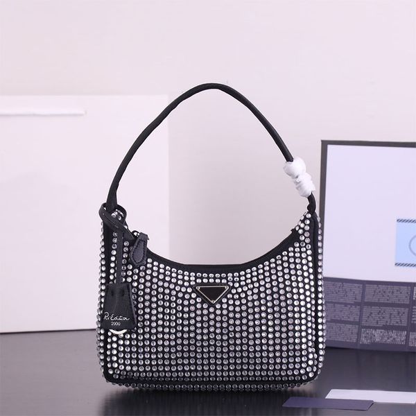 

crystal shoulder bag satin hobo bags metal triangle sign women handbag zipper purse faahion letter bling handbags lady totes