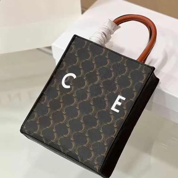 

mini totes bag patchwork shop handbag split crossbody bags genuine leather thread letter triomphe canvas detachable belt strap fashion lady