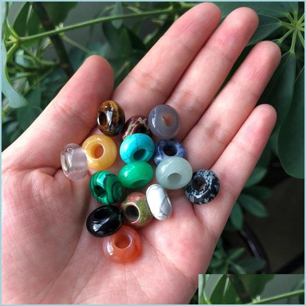 

stone 7x14mm natural stone crystal beads loose 5mm big hole charms pendants shape for necklace jewelry making diy gift women drop del dhmkk, Black