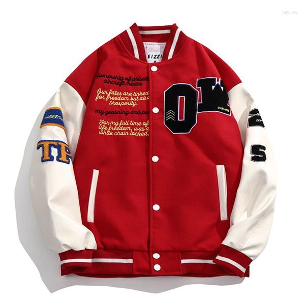 

men's street vintage varsity men embroidery letter baseball harajuku college style coat oversize streetwear, Black;brown