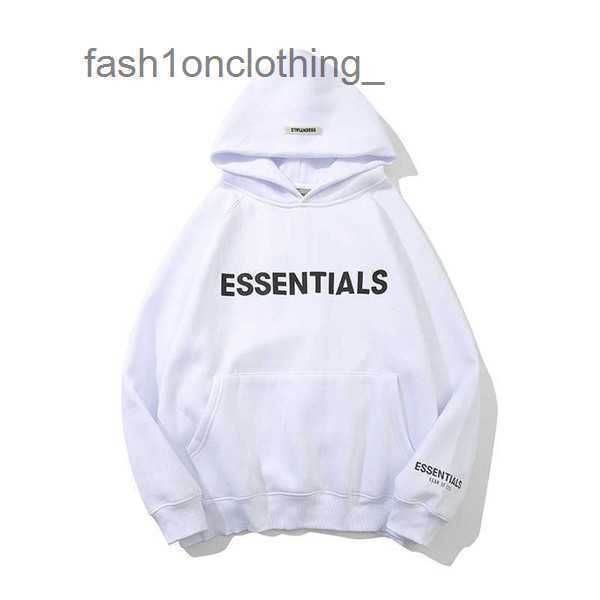 

dhstreetwears hoodies sweatshirts feal essentials reflective three dimensional letter sweater hoodie fog plush coat fashion designer 1ydkz, Black