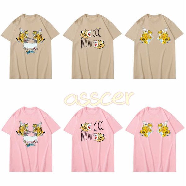 

summer men and womens t shirts fashion double tigers print cotton tees mens casual short sleeve t shirt m-2xl, White;black