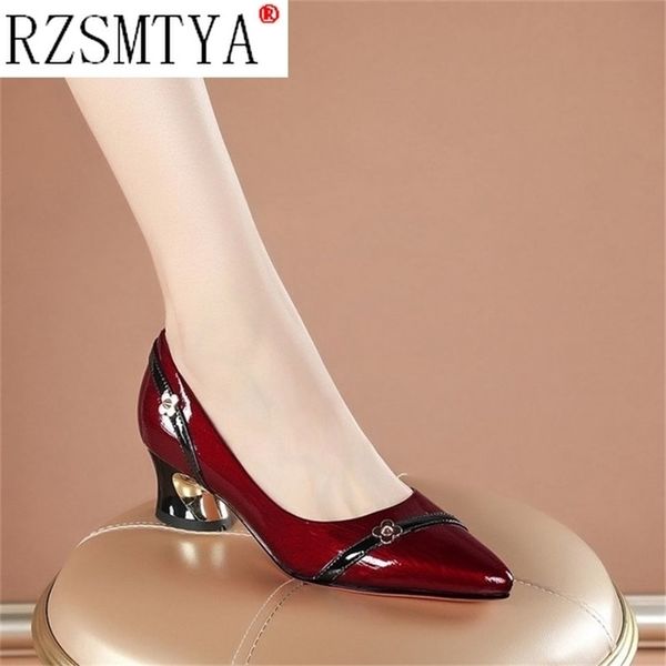 

dress shoes high heels pointed toe woman pumps black patent leather chain slip on square heel zapatos mujer 221010