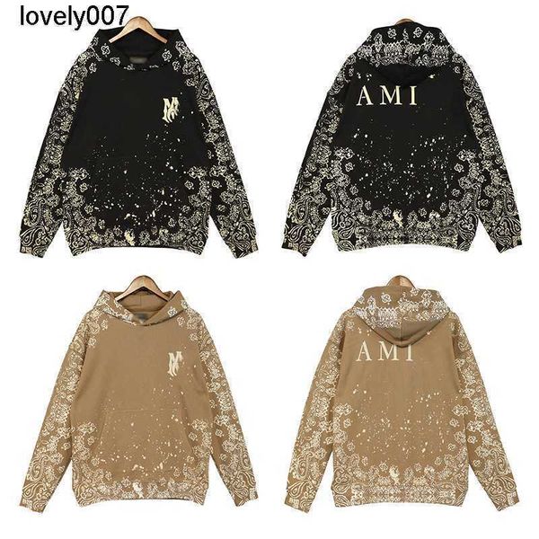 

designer men's hoodies sweatshirts new amirs autumn new cashew print casual loose hooded men's women's sweater, Black
