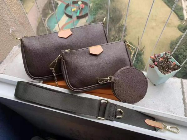 

bag with box high-quality wholesale price bags multi pochette accessoires wallet shoulder 3 piece set cross body messenger handbag women flo, Black;red