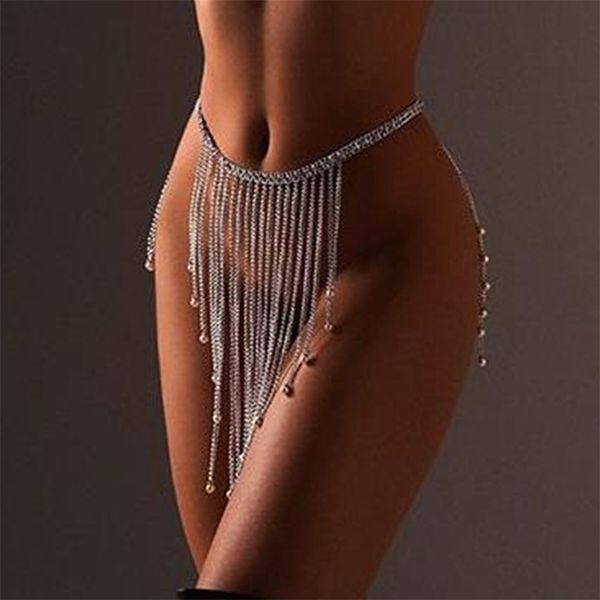 

other stonefans crystal tassel waist chain bikini lingerie accessories summer rave body chain dress jewelry for women 221008, Slivery;golden