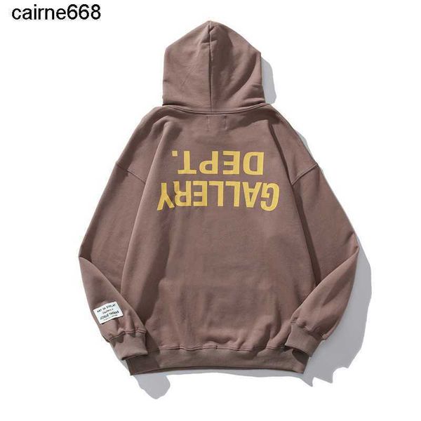 

designer women's hoodies sweatshirts american fashion brand galery dept inverted letter printed hooded men women hoodie, Black