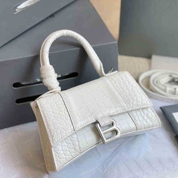 

designer balencigas trendy bags 2022 star same bag female fashion versatile home crocodile hourglass b-shaped leather slant