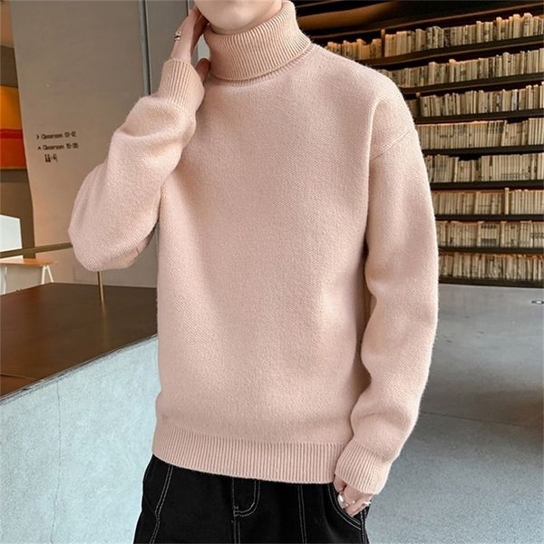 

men's sweaters turtleneck loose knitted pullovers fashion youthful vitality sweater warm casual 221008, White;black