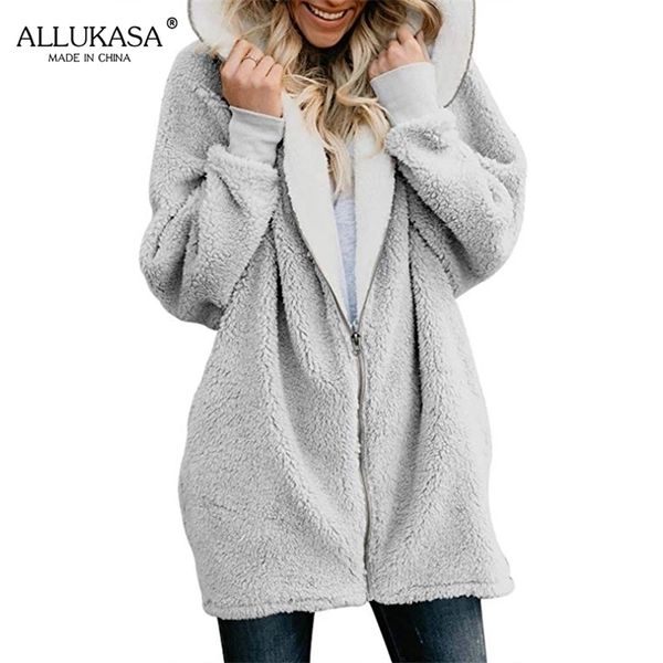 

womens hoodies sweatshirts plush solid color womens hooded jacket autumn and winter casual plus size zipper longsleeved loose sweat shirt ho, Black