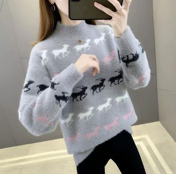 

women's sweaters knitted print v-neck cardigan autumn supre loose casual, White;black