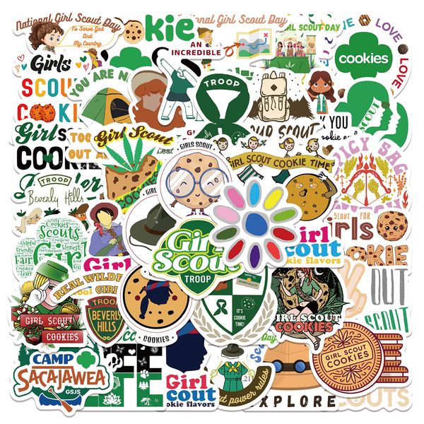 

50pcs girl scout cookies stickers cartoon graffiti decals kids toys diy lapsuitcase fridge notebook waterproof sticker