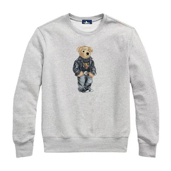 

wholesale 2031 men s hoodie new european and american autumn and winter high end casual fashion men's round neck long sleeve bear print, Black