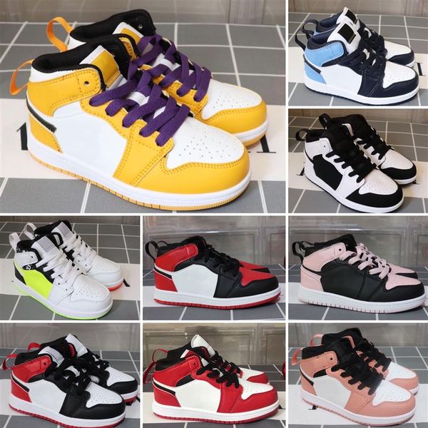 

basketball shoes white game royal orange blue multicolor tattoo red youth kids 1 baby sneakers tennis290l, Black