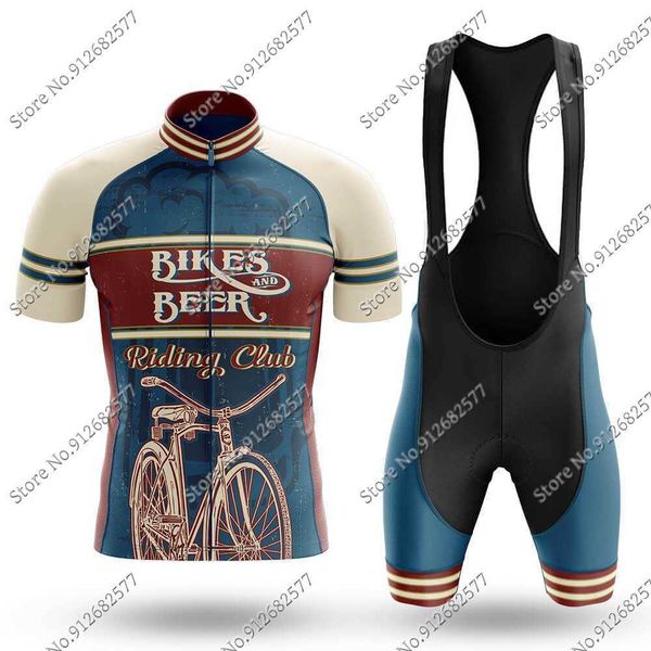 

cycling jersey sets retro beer riding club vintage 2022 cycling jersey set summer road bike clothing shirts bicycle bib shorts mtb wear ropa, Black;red