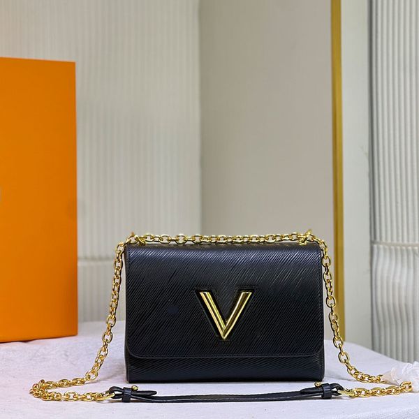 

plain twist crossbody bag chain shoulder messenger bags genuine leather fashion letters gold hardware women flap handbags purse solid color