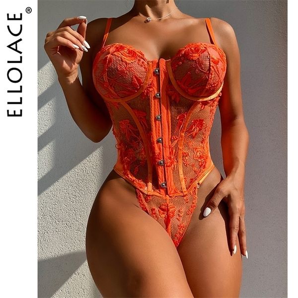 

other panties ellolace corset lingerie fancy lace underwear transparent embroidery erotic outfits thongs fitness front closure orange 2piece, Red;black