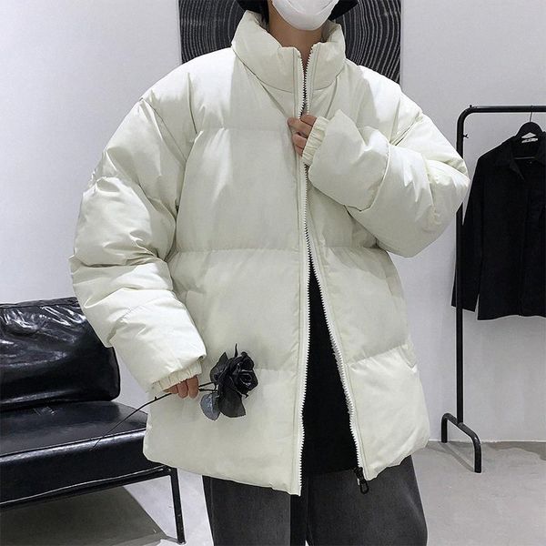 

designer men lamb bread clothing down cotton-padded jacket classic solid color stand collar cotton coat 87rw#, Black
