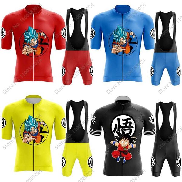 

cycling jersey sets cartoon anmime cycling jersey 2022 set goku vegeta japanese clothing road bike shirts suit bicycle bib shorts mtb ropa m, Black;red
