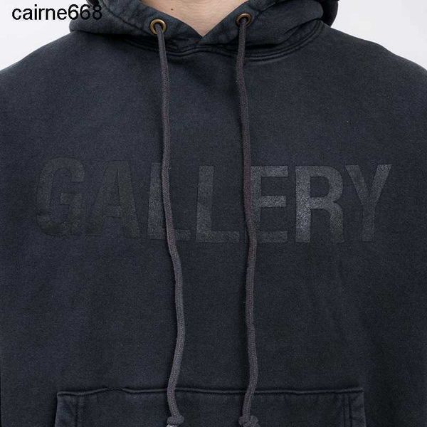 

designer men's hoodies sweatshirts galery dept letter flame printed vintage loose loop hoodie, Black