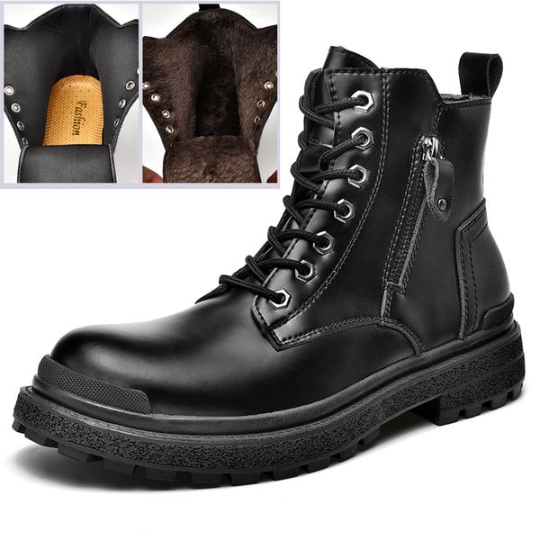 

boots men boots keep warm winter boots men sneakers genuine leather casual shoes men plus size botas male 221008, Black