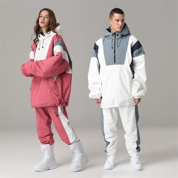 

skiing suits thick warm ski suit women men waterproof windproof couple snowboarding jacket pants set female snow costumes outdoor l221008