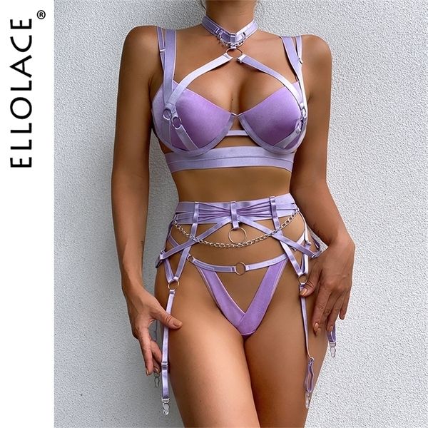 

set ellolace lingerie for women luxury lace 4pieces couple underwear fancy halter bra and panty exotic sets lavender intimate 221010, Red;black