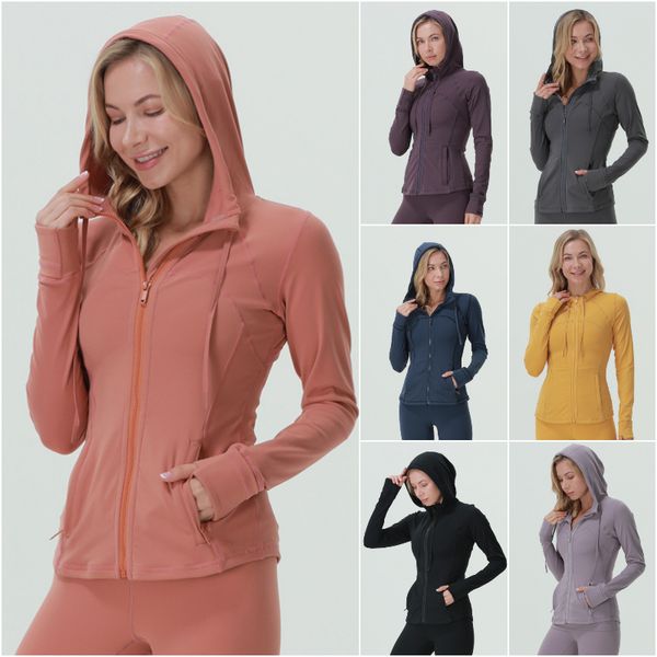

ll-0203 hooded fitness wear womens sportswear yoga outfit outer jackets outdoor apparel casual running trainer exercise long sleeve