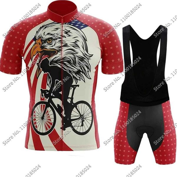 

cycling jersey sets 2022 independent eagle premium cycling jersey set usa cycling clothing bike suit bicycle bib shorts mtb maillot ciclismo, Black;red