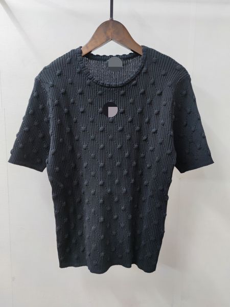 

103 2022 autumn women sweater short sleeve striped pullover crew neck qian, White;black