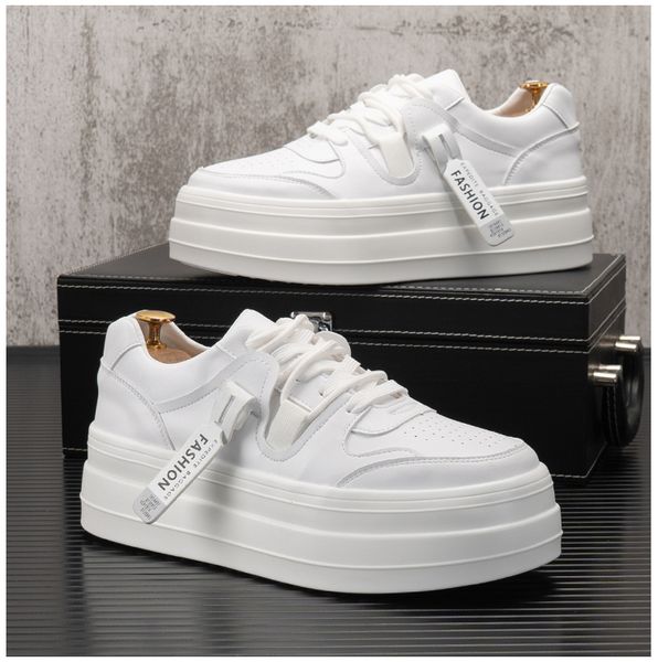 

women sneakers and man thick-soled small white shoes women's breathable student board shoes platform shoes, Black
