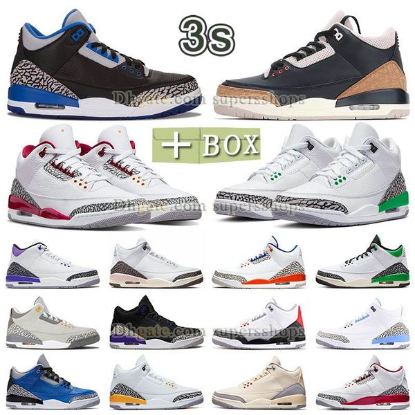 

with box 3s desert elephant basketball shoes mens womens rust pink pine lucky green black cat white cement racer blue fire red slim shady jt